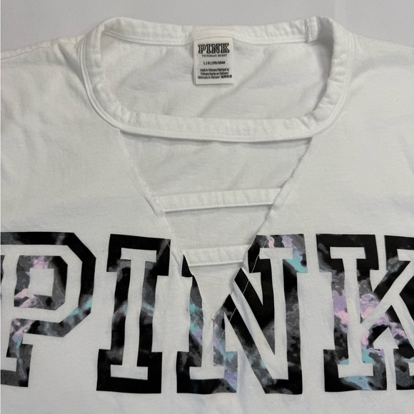 PINK Victoria's Secret Tops - PINK Victoria's Secret White Long Sleeve Tee